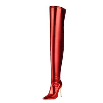 Generic Red,10.5 UK,Womens Over The Knee Boots Pointed Toe Stiletto Heels Fall Winter Comfort Long Boot Side Zipper Party Club Tall Boot Dress Shoes
