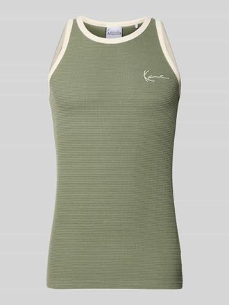 Karl Kani Slim Fit Top mit Logo-Stitching in Oliv, Gr&ouml;&szlig;e XXL