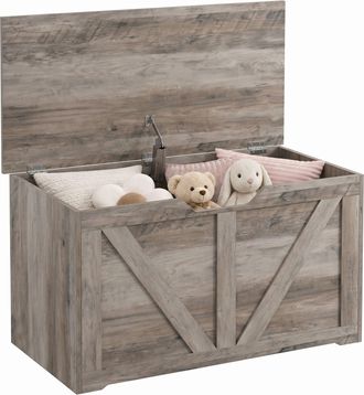 HOMCOM Homcom Ba&uacute;l De Almacenaje 100l, Banco De Almacenaje Con Bisagra Seguridad, Asa Con Recorte En U, Para Recibidor, Dormitorio, Sal&oacute;n, 80x40x45 Cm, Gris