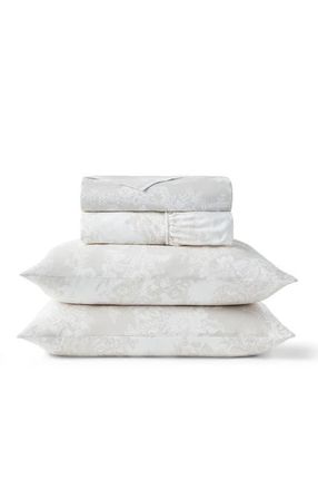 Christy Beatrice Luxury Cotton Percale Jacquard Sheet Set Bundles in Beige at Nordstrom, Size Queen