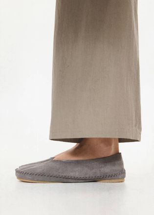 Mango Scarpa crosta di cuoio dettaglio impunture grigio - Donna - 36 - MANGO