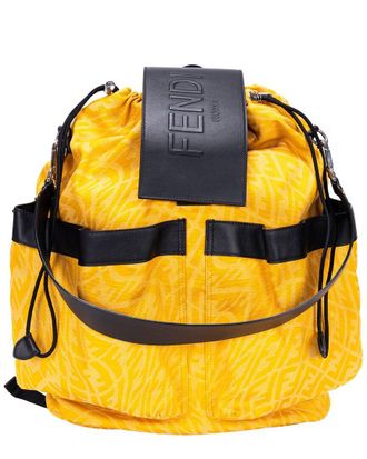 Fendi Fendi Yellow Zucca Canvas Strike Drawstring Backpack (Authentic Pre-Loved)