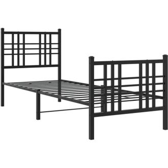vidaXL Estructura Cama Sin Colch&oacute;n Con Estribo Metal Negro 80x200 Cm Vidaxl