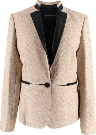 Zadig&Voltaire Deluxe Leather Trim Gold Blazer Size XS