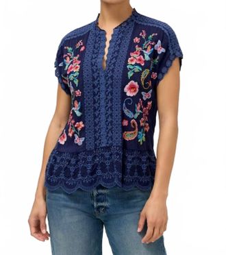Johnny Was Astrud Blouse In Blue Night