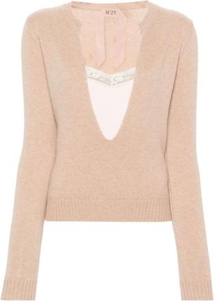 N&deg;21 Dames, Truien, Roze, Maat: XL Wol