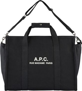 A.P.C. Tote Bags, male, Black, Size: ONE SIZE Black Canvas Weekender Bag
