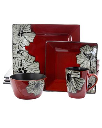 Elama 16Pc Square Stoneware Dinnerware Set