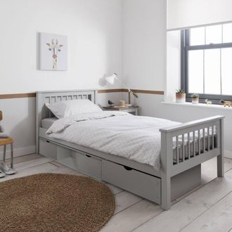 N&ouml;a & Nani Hampshire Single Bed Frame with Oda Drawers in Grey