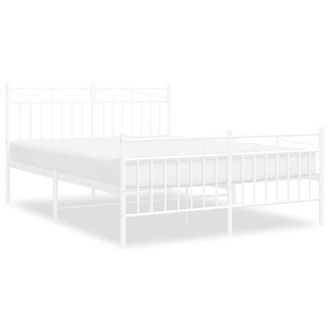 Berkfield Home Metal Bed Frame with Headboard & Footboard White 140x190 cm