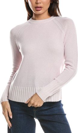 Fort&eacute; Cashmere Plaited Rib Trim Crewneck Cashmere Sweater