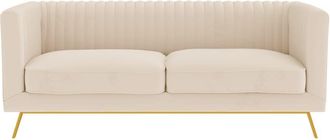 Rendez-Vous D&eacute;co Sof&aacute; de 2 plazas en terciopelo beige