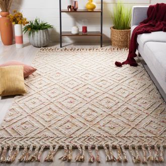 Safavieh Natura Hand Made Area rug, Ivory / Red Bohemian Style Non-Shedding