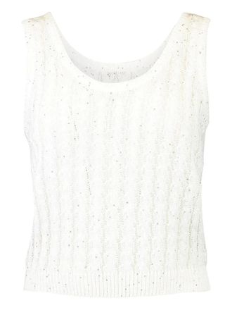 Brunello Cucinelli Tanktop met diepe ronde hals - Wit