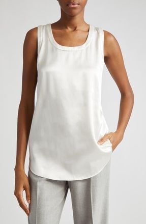 Lafayette 148 New York Perla Reversible Silk Blouse in Cloud at Nordstrom, Size X-Large