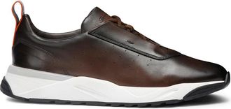 Santoni Perforated Low-Top Sneaker - Heren - Sneakers - Bruin - 40 EU - Leer - Schoenen