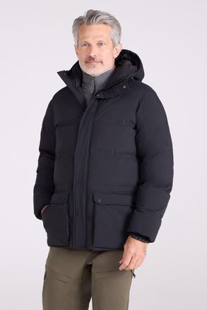Mountain Warehouse Sage Mens Padded Parka Jacket Heat Seal Water Resistant Warm Cosy Coat Black - Size 2XL