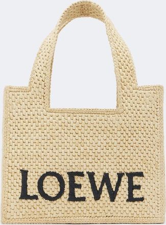 Loewe Logo Mini raffia top-handle bag