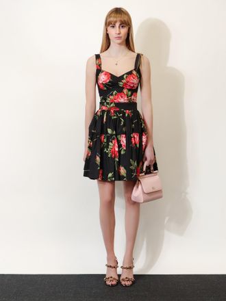 Dolce & Gabbana Womens Cotton Skirt With Iconic Print Black