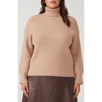 Estelle Cadence Turtleneck Sweater in Beige at Nordstrom, Size 20W