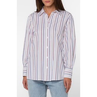 Velvet Heart Westerly Cotton Button-Up Shirt in Dusk Blue Stripe at Nordstrom Rack, Size X-Large