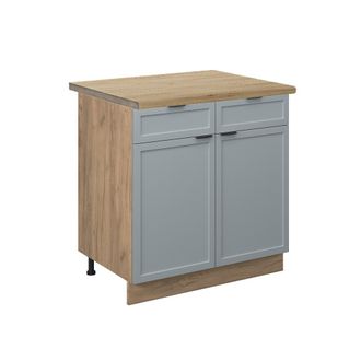 Vicco Mueble Bajo De Cocina Fame-line, Azul Claro-gris, 80 Cm, Et Roble