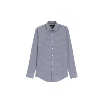 HUGO BOSS Overhemden, Heren, Veelkleurig, M, Leer, Slim-fit overhemd met ruitdessin in performance-stretch poplin