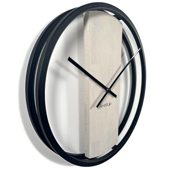 OEM Reloj Redondo De Roble Loft Oval Roble Blanqueado 50 Cm