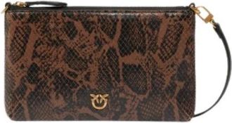 Pinko Mini Flat Horizontal - Dames - Clutches - Bruin - ONE Size - Katoen - Tassen