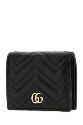 Gucci Womens Black Leather Small Gg Marmont Wallet Blackblackblack Lamb Portafogli
