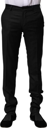 Dolce & Gabbana Black Wool Formal Men Slim Mens Pants