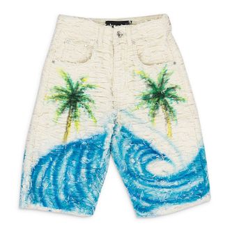 Who Decides War by Ev Bravado MULTICOLOR HUSK DENIM SHORTS