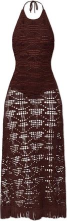 Etro Lange Jurk in Katoen met Gehaakt Effect - Dames - Zomerkleedjes - Bruin - XS - Katoen - Kleedjes