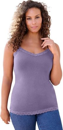 Roaman's Lace Trim Knit Cami With Adjustable Straps in Soft Grape at Nordstrom, Size 36