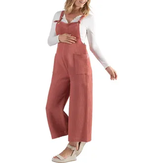 Cache Coeur Maya Organic Cotton Gauze Maternity/Nursing Jumpsuit in Terracotta at Nordstrom, Size Xx-Large