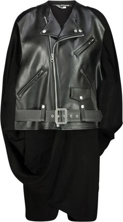 Junya Watanabe Bi-Materiaal Jas - Dames - Tops zonder mouwen - Zwart - M - Leer - Tops