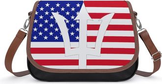 Generic Barbados & U.S. Flag Fashion Womens Crossbody Bags Novelty Handbag Shoulder Bag Purse