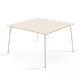 Oviala Mesa de comedor cuadrada de acero marfil de 120 cm