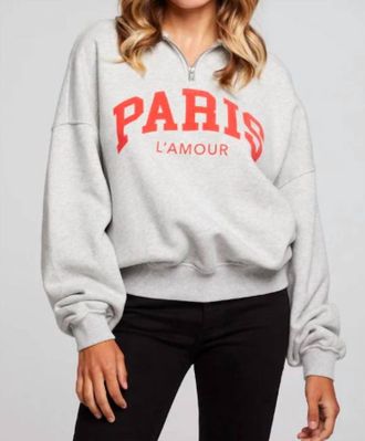 Chaser Paris L Amour Pullover In Heather Grey