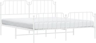 vidaXL Estructura Cama Sin Colch&oacute;n Con Estribo Metal Blanco 183x213 Cm Vidaxl