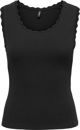 Only Tanktop ONLY ONLLUNI S/L TANK TOP CS JRS, Damen, Gr. XL, schwarz, Jersey, Obermaterial: 57% Baumwolle, 38% Polyester, 5% Elasthan, unifarben, regular 