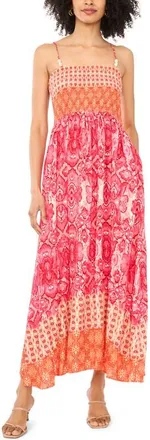 Vince Camuto Mixed Print Maxi Sundress in Tangerine at Nordstrom, Size Xx-Small