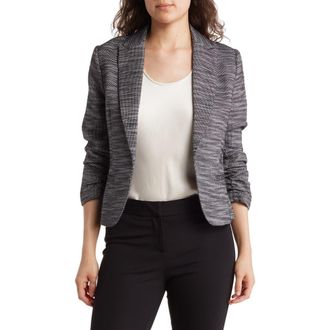 Amanda + Chelsea Ruched Sleeve Jacquard Blazer in Black/White at Nordstrom Rack, Size X-Small P