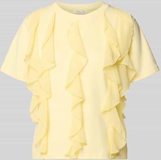 Christian Berg T-Shirt mit R&uuml;schen und Rundhalsausschnitt in Hellgelb, Gr&ouml;&szlig;e XXL