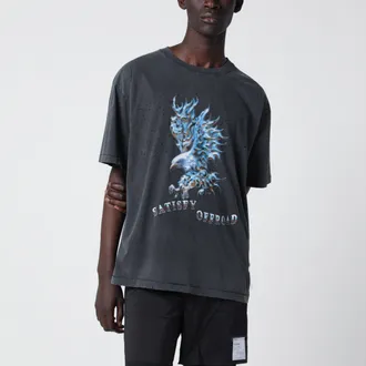 SATISFY MothTech Aged Black T-shirt with logo print