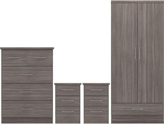 Seconique Nevada 2 Door 1 Drawer Wardrobe Bedroom Set Black Grain 2 Man Del
