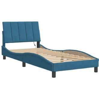 vidaXL Estructura De Cama Con Luces Led Terciopelo Azul 80x200 Cm Vidaxl