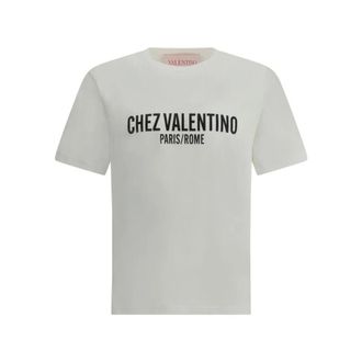 Valentino Logo Katoenen T-Shirt met Geribbelde Kraag - Heren - Tops - Wit - Maat: L Katoen
