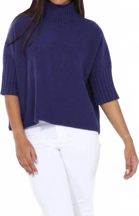Rain + Rose Natasha Classic Knit Sweater Top In Royal Blue
