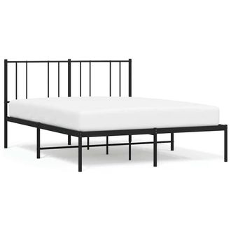 Berkfield Home Metal Bed Frame with Headboard Black 140x190 cm
